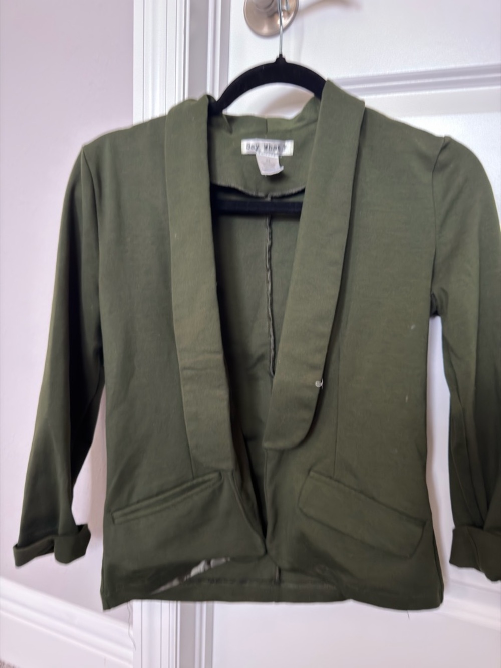 Olive Green Open Front Jacket